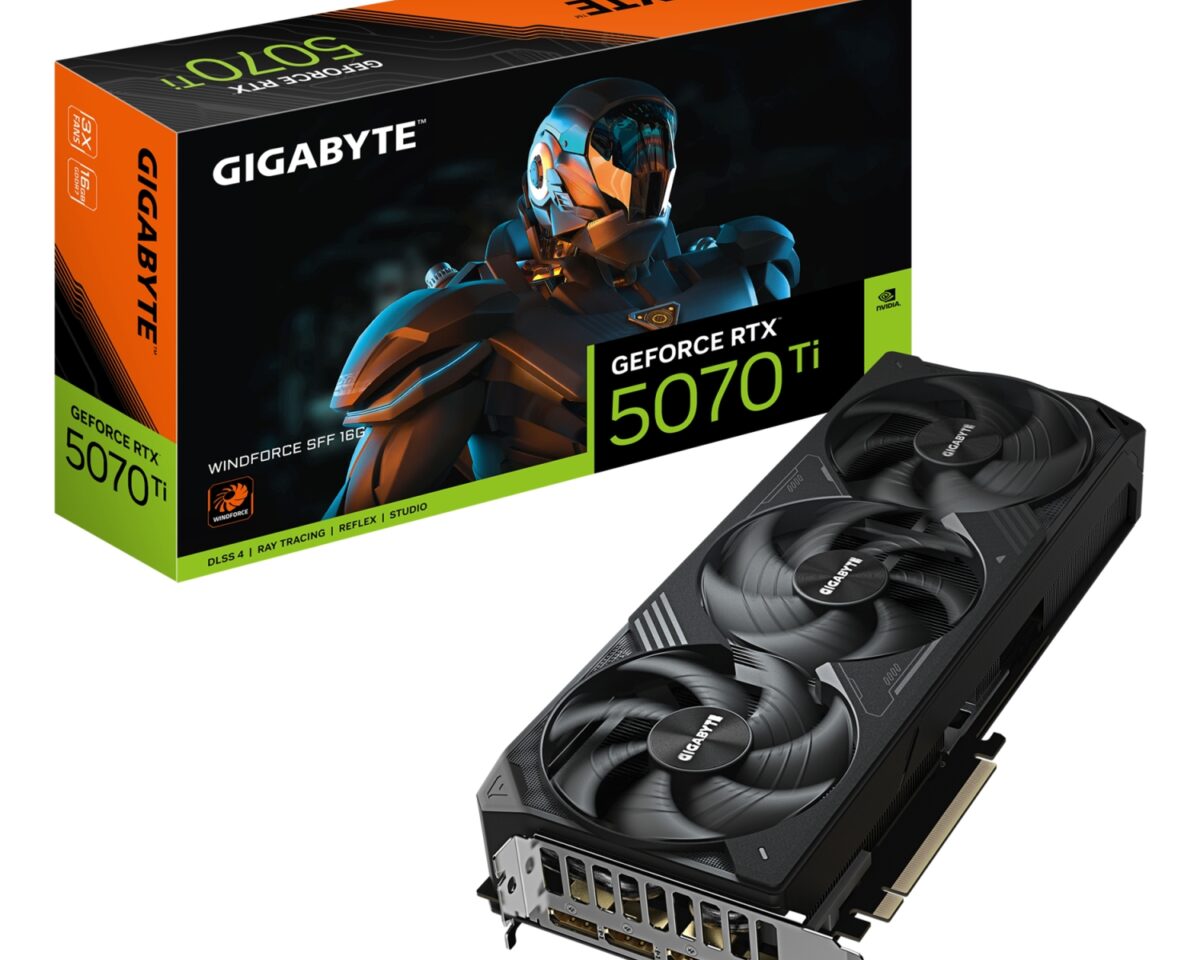 GIGABYTE GeForce RTX 5070 Ti WINDFORCE SFF 16G Tarjeta Gráfica - 16GB GDDR7, 256bit, PCI-E 5.0, 2452 MHz Frecuencia del núcleo, 3 x DP 2.1b, 1 x HDM