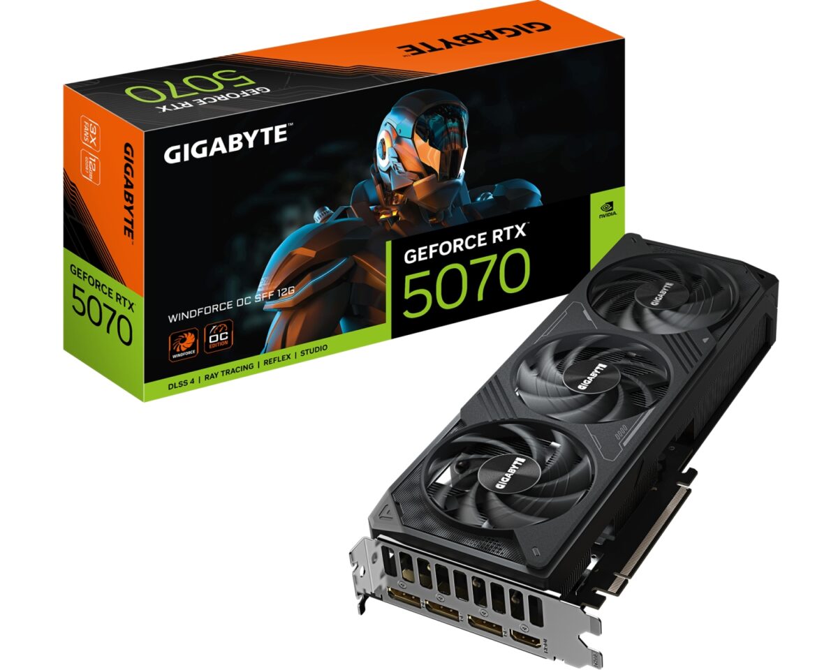 GIGABYTE GeForce RTX 5070 WINDFORCE OC SFF 12G Tarjeta Gráfica - 16GB GDDR7, 256 bits, PCI-E 5.0, XXXX MHz Core Clock, 3 x DP 2.1a, 1 x HDMI 2.1b, NV