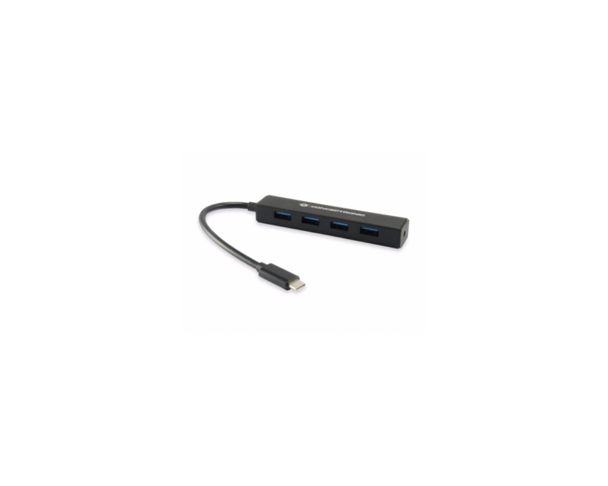 Alternative view of Hub CONCEPTRONIC USB-C a 4xUSB-A 3.0 Negro (CTC4USB3)