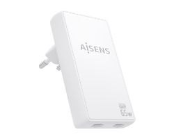 Cargador Pared AISENS GaN 65W 2xUSB-C (ASCH-65W2P077-W)