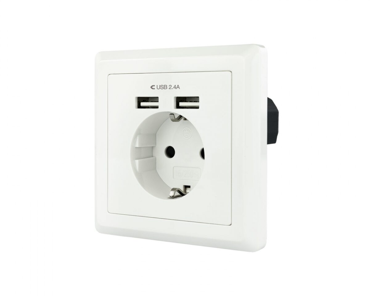 Alternative view of Enchufe Nanocable Pared 2xUSB Blanco (10.35.0010)