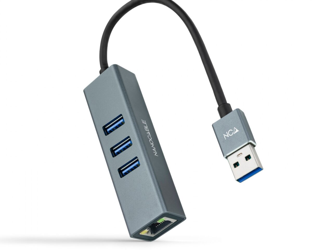 Alternative view of Adaptador Nanocable USB-A a 3xUSB-A/RJ45 (10.03.0407)