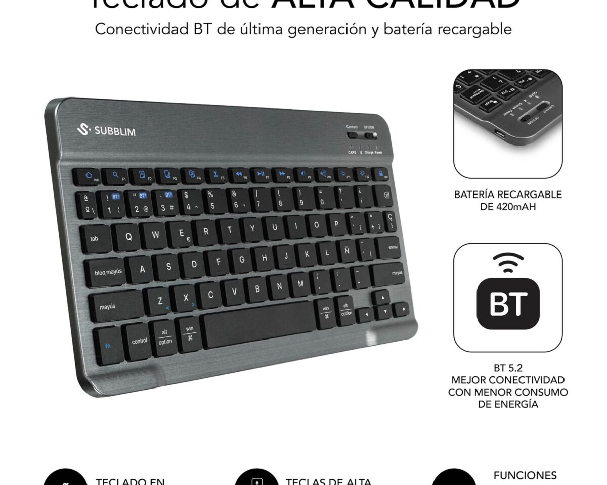 Alternative view of Funda Teclado Subblim Keytab Pro BT Samsung A11+ Negra