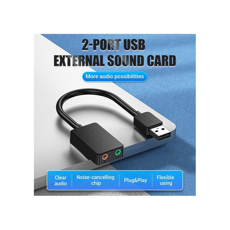 Alternative view of TARJETA DE SONIDO 2.1 VENTION USB-A JACK 3.5MM BLACK