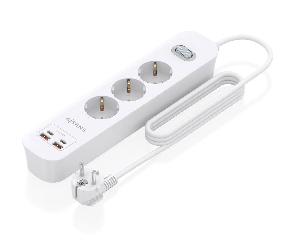Alternative view of Regleta AISENS 3 Tomas 2xUSB-C 2xUSB-A (ASPS-2A2C10-W)