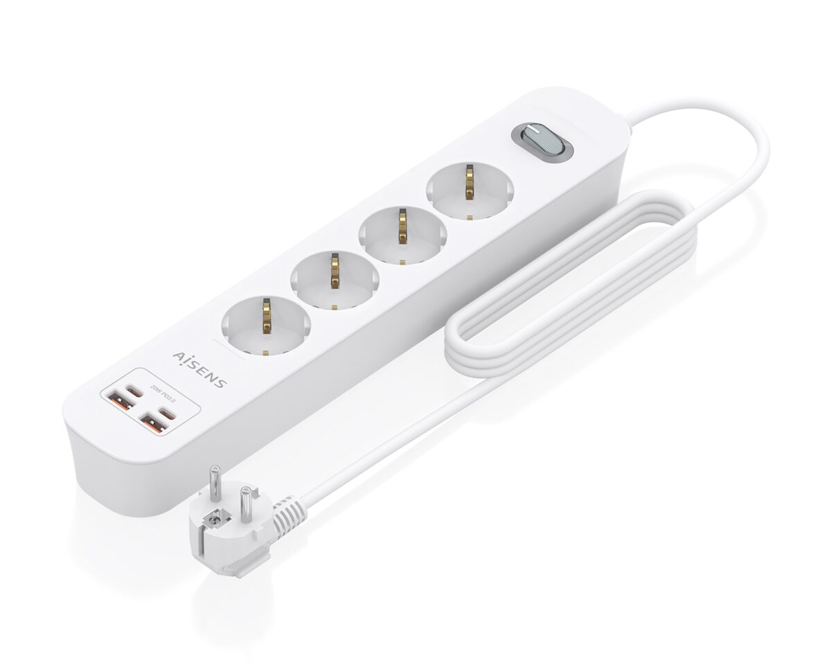 Alternative view of Regleta AISENS 4 Tomas 2xUSB-C 2xUSB-A (ASPS-2A2C12-W)