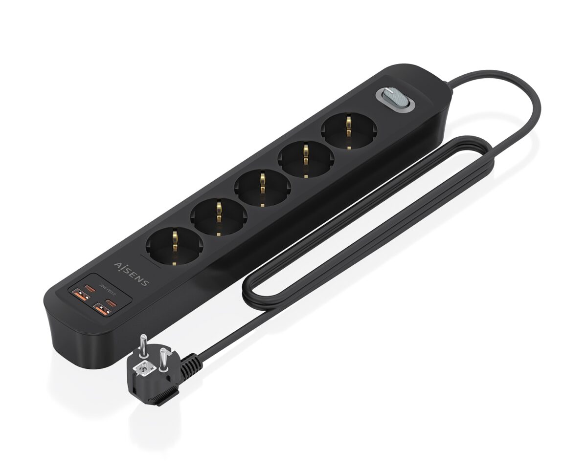 Alternative view of Regleta AISENS 5 Tomas 2xUSB-C 2xUSB-A (ASPS-2A2C15-BK)