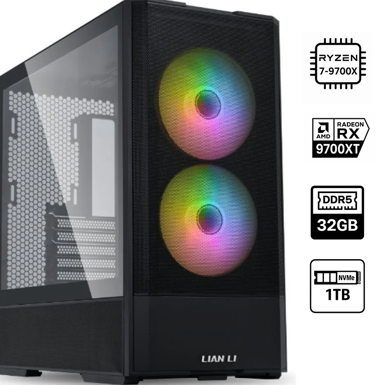 PcGaming Ryzen 7 9700X/ 32Gb Ram/ nvme 1tb/ RX9700 XT 16GB / Windows 11
