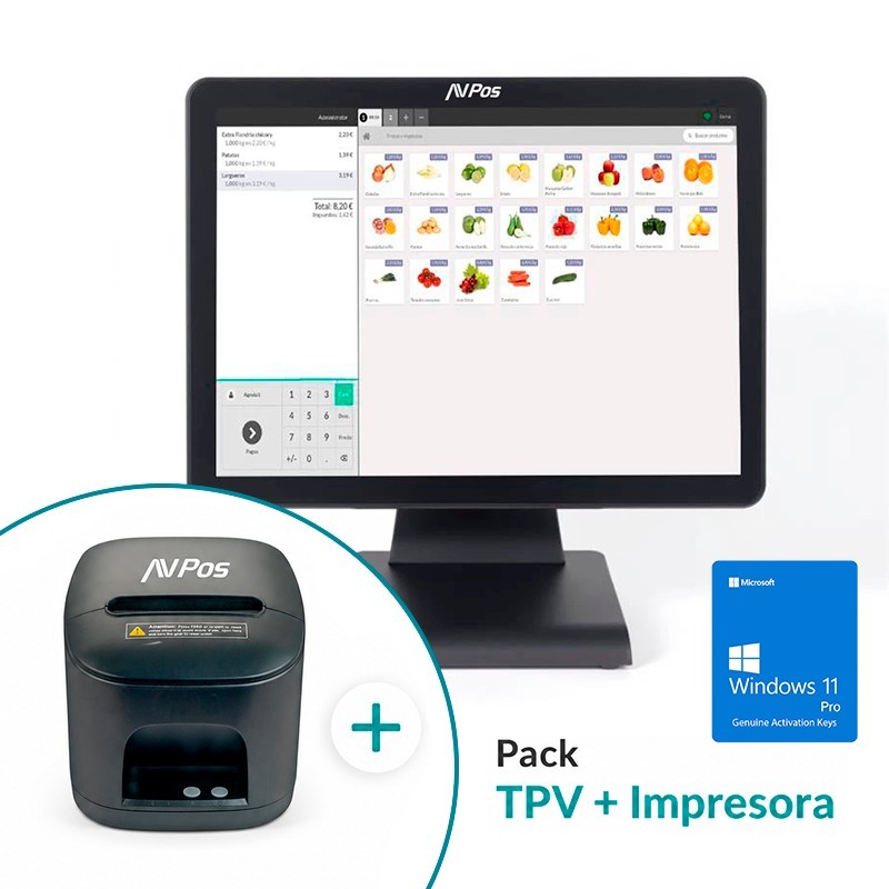 PACK TPV AVPOS K2000 15 I3/8GB/128GB/WIFI/BLUETOOTH/LAN 1000/W11P + TC15 USB - Imagen 7