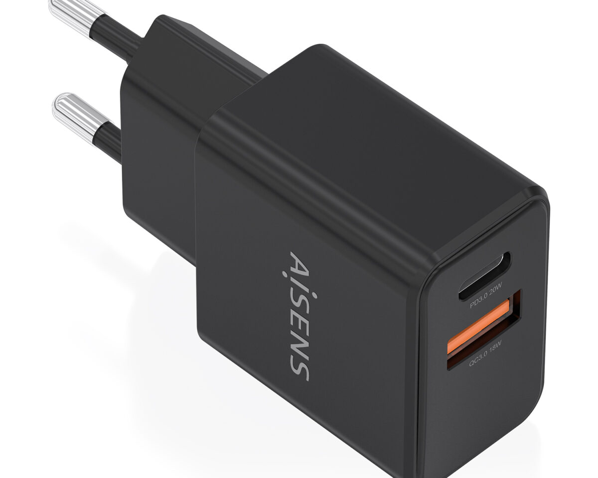Alternative view of Cargador AISENS GaN 20W 1USB-C 1USB-A Negro (A110-1026)