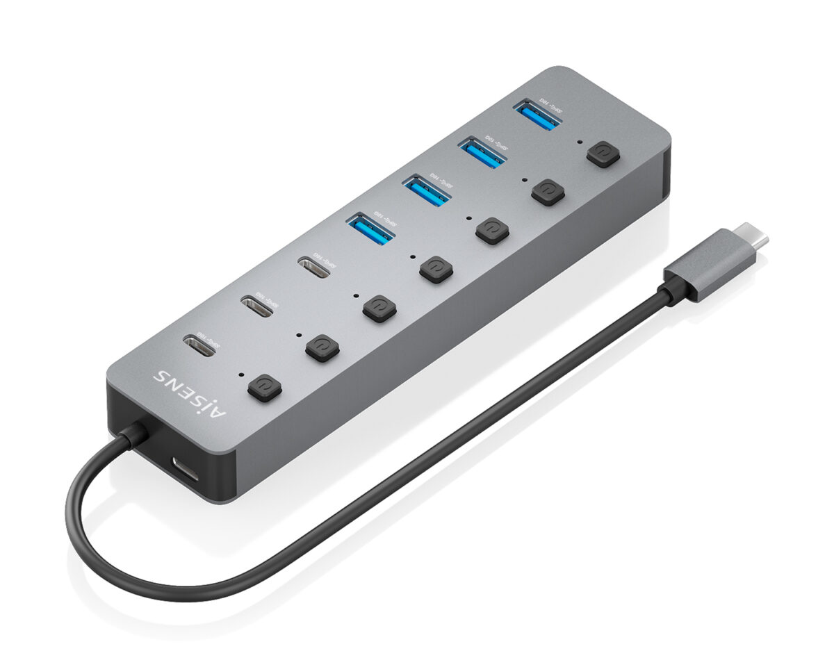 Alternative view of Hub AISENS USB-C a 4xUSB-A/3xUSB-C Gris (ASUC-8P044-GR)