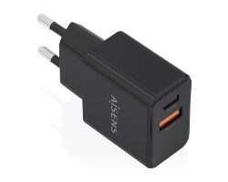 Cargador AISENS GaN 20W 1USB-C 1USB-A Negro (A110-1026)