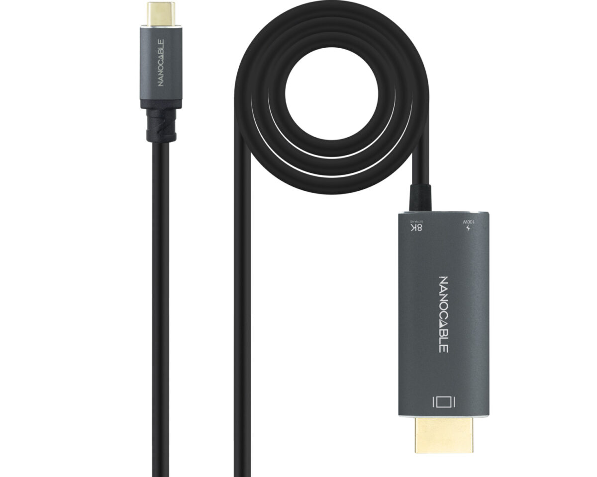 Alternative view of Nanocable USB-C a HDMI+USB-C 1.8m Negro (10.15.5182)