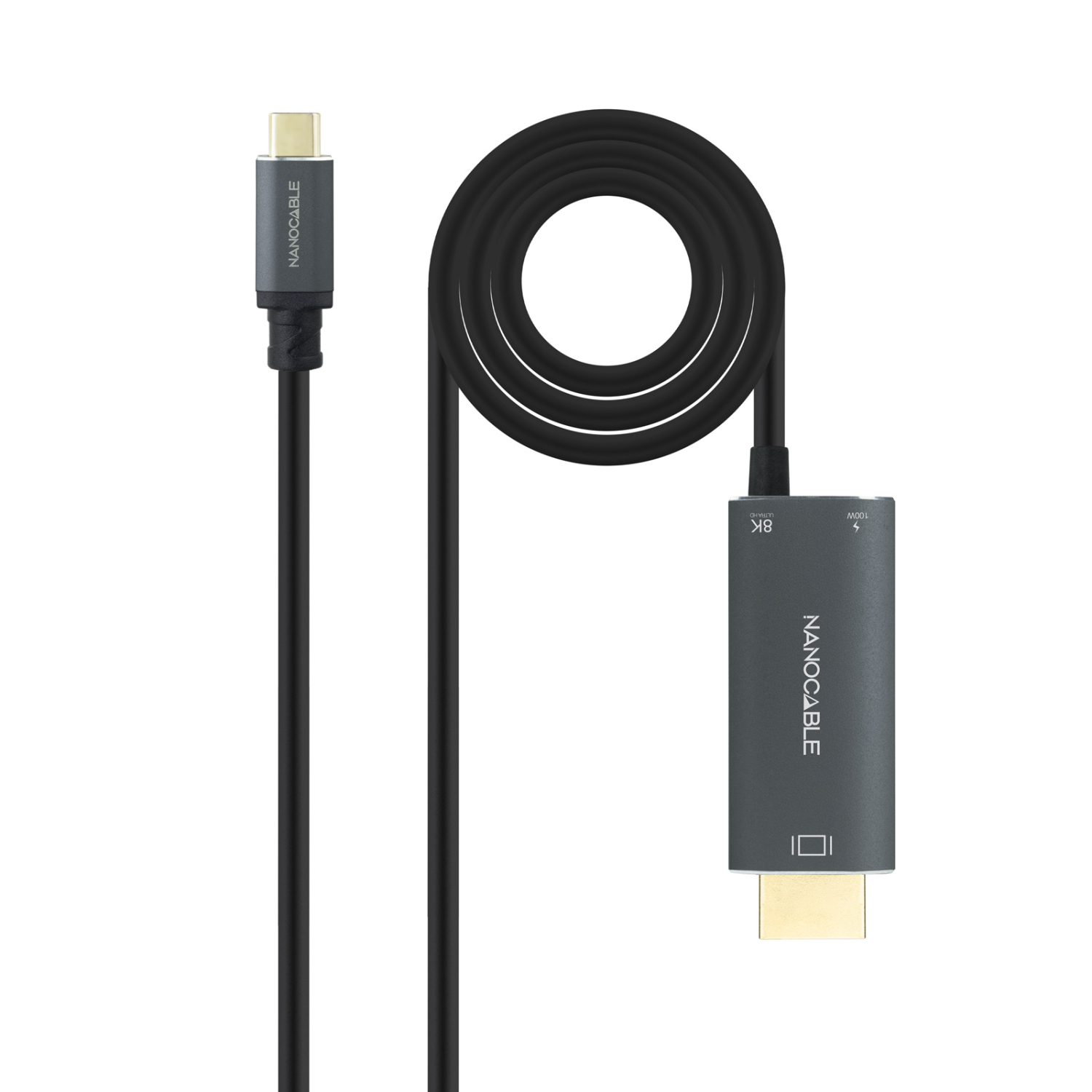 Nanocable USB-C a HDMI+USB-C 1.8m Negro (10.15.5182) - Imagen 2