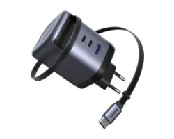 Cargador Ugreen GaN 100W Cable USB-C Retráctil (65828)