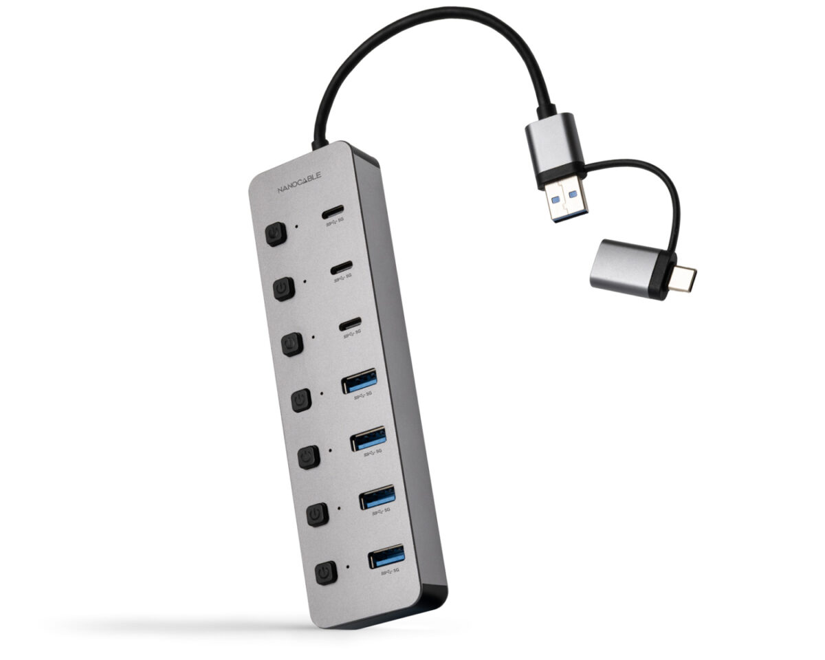 HUB Nanocable USB-A/C a USB-A/C Plata (10.16.4510)