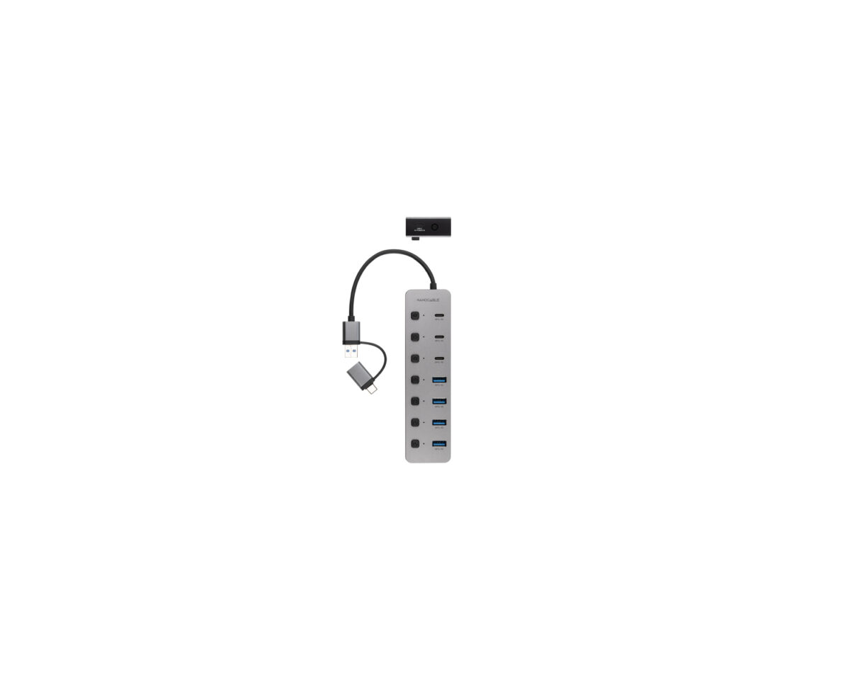 Alternative view of HUB Nanocable USB-A/C a USB-A/C Plata (10.16.4510)