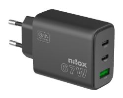 Cargador Pared NILOX 67W 1xUSB-A 2xUSB-C (NX65GANUSBC)