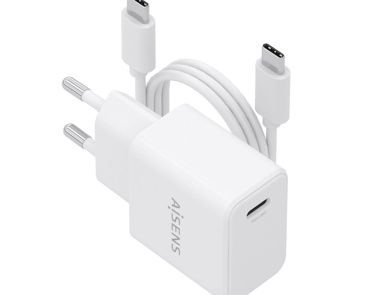 Alternative view of Cargador Pared AISENS GaN 20W 1xUSB-C Cable 1m Blanco