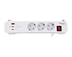 Regleta Equip EQ245556 3 Schuko 2xUSB-C 1xUSB-A Blanco